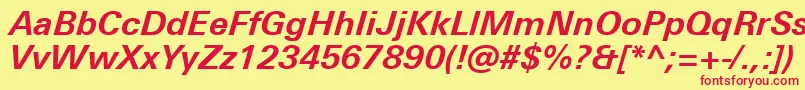 UniversNextProBoldItalic Font – Red Fonts on Yellow Background