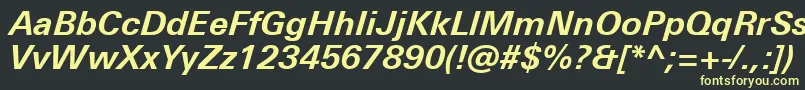 フォントUniversNextProBoldItalic – 黒い背景に黄色の文字