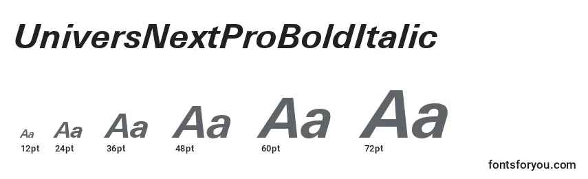 UniversNextProBoldItalic Font Sizes
