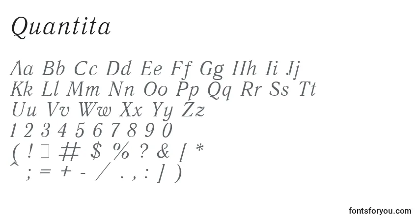 A fonte Quantita – alfabeto, números, caracteres especiais