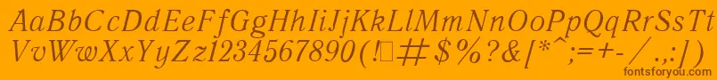 Quantita-Schriftart – Braune Schriften auf orangefarbenem Hintergrund