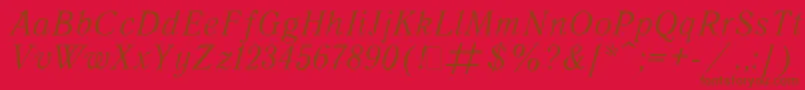 Quantita-Schriftart – Braune Schriften auf rotem Hintergrund