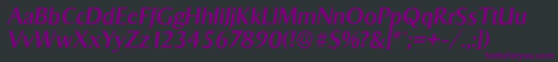 Fonte SigvarserialMediumItalic – fontes roxas em um fundo preto