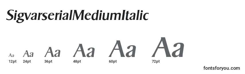 Größen der Schriftart SigvarserialMediumItalic