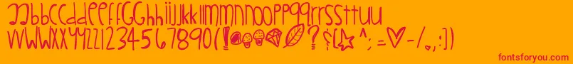 Littlemuffins-Schriftart – Rote Schriften auf orangefarbenem Hintergrund