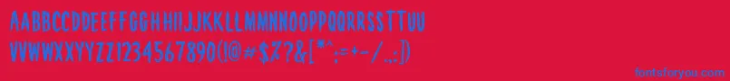 フォントHouseofhorror – 赤い背景に青い文字