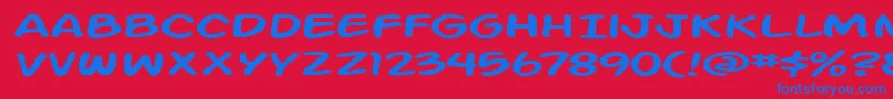 ActionManExtended Font – Blue Fonts on Red Background