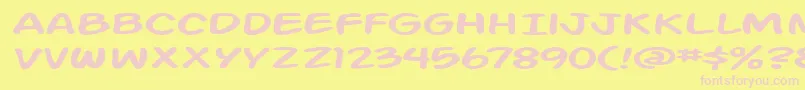 フォントActionManExtended – ピンクのフォント、黄色の背景