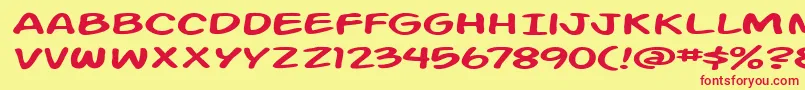 ActionManExtended Font – Red Fonts on Yellow Background