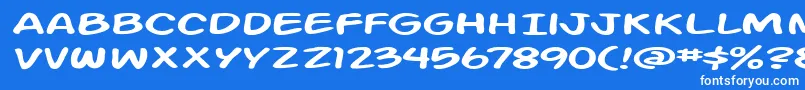 Fonte ActionManExtended – fontes brancas em um fundo azul