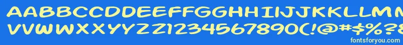 ActionManExtended-Schriftart – Gelbe Schriften auf blauem Hintergrund