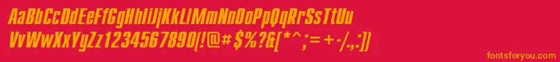 フォントCompactcBolditalic – 赤い背景にオレンジの文字