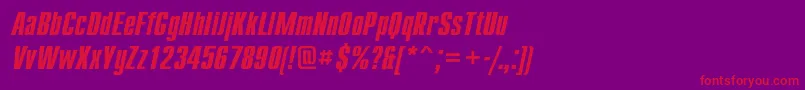 フォントCompactcBolditalic – 紫の背景に赤い文字