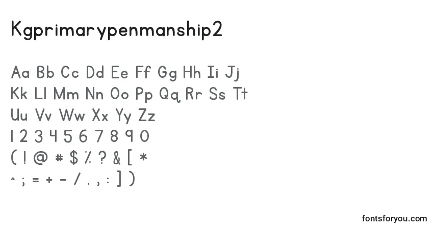 A fonte Kgprimarypenmanship2 – alfabeto, números, caracteres especiais