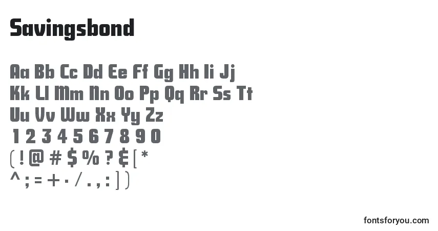 Savingsbond Font – alphabet, numbers, special characters