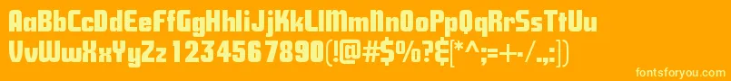 Savingsbond-Schriftart – Gelbe Schriften auf orangefarbenem Hintergrund