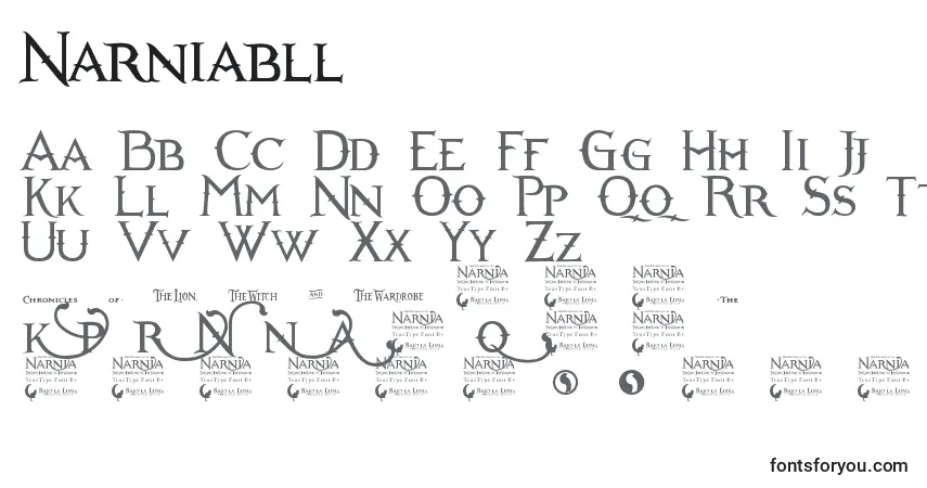 Schriftart Narniabll – Alphabet, Zahlen, spezielle Symbole
