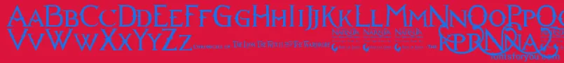 Weitere Informationen zur Narniabll-Schriftart Narniabll-Schriftart – Blaue Schriften auf rotem Hintergrund