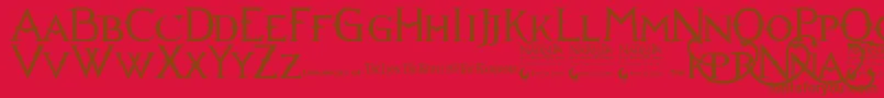 Narniabll-Schriftart – Braune Schriften auf rotem Hintergrund