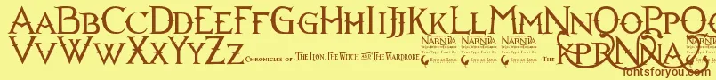 Narniabll Font – Brown Fonts on Yellow Background