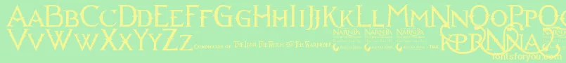 Narniabll-fontti – keltaiset fontit vihreällä taustalla