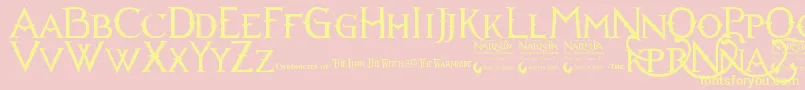 Narniabll-Schriftart – Gelbe Schriften auf rosa Hintergrund