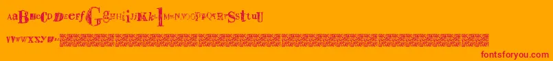 Sailaway-Schriftart – Rote Schriften auf orangefarbenem Hintergrund