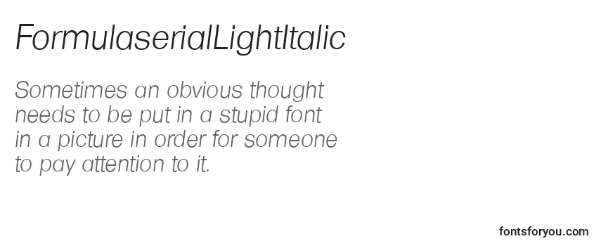 Review of the FormulaserialLightItalic Font