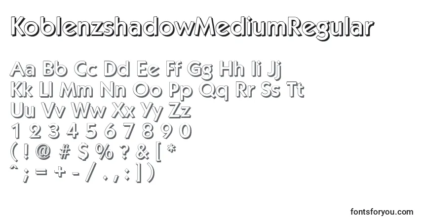 KoblenzshadowMediumRegular-fontti – aakkoset, numerot, erikoismerkit
