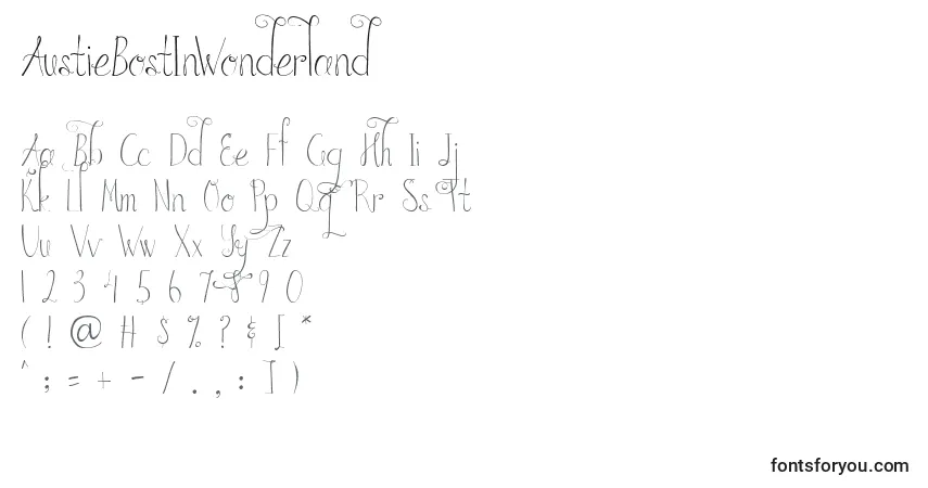 A fonte AustieBostInWonderland – alfabeto, números, caracteres especiais