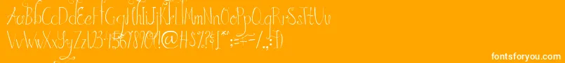 AustieBostInWonderland-Schriftart – Weiße Schriften auf orangefarbenem Hintergrund