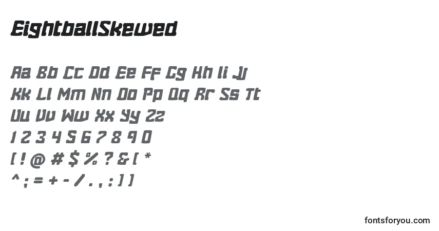 A fonte EightballSkewed – alfabeto, números, caracteres especiais