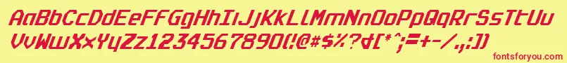 RealpolitikCondensedItalic Font – Red Fonts on Yellow Background