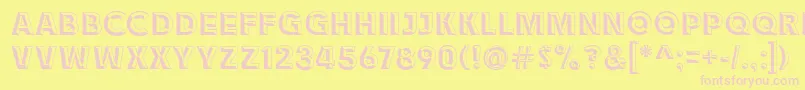 Race1BranntChiseledNcv Font – Pink Fonts on Yellow Background