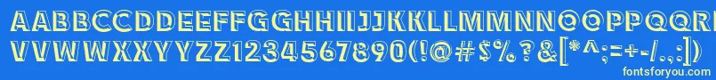 Race1BranntChiseledNcv Font – Yellow Fonts on Blue Background