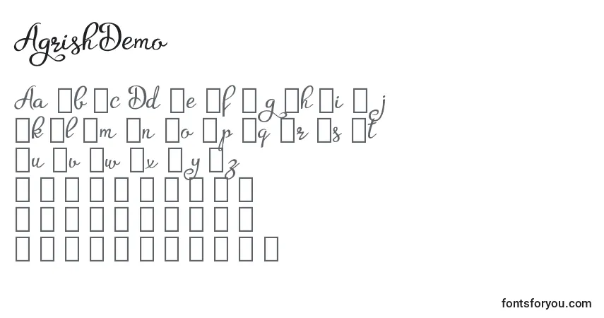 Шрифт AgrishDemo (112843) – алфавит, цифры, специальные символы