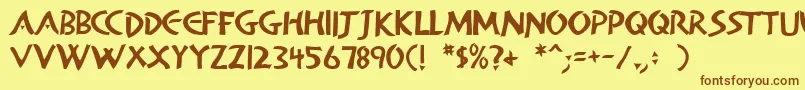 AlanDen-Schriftart – Braune Schriften auf gelbem Hintergrund