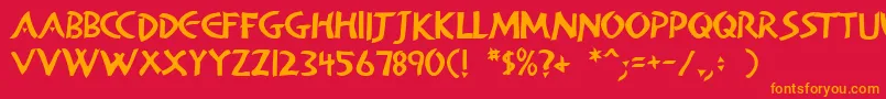 フォントAlanDen – 赤い背景にオレンジの文字