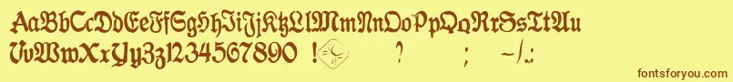 GothicaClass2 Font – Brown Fonts on Yellow Background