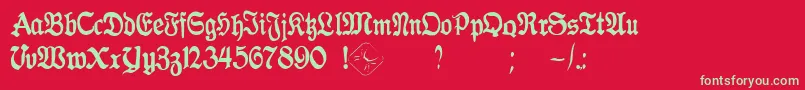 GothicaClass2 Font – Green Fonts on Red Background