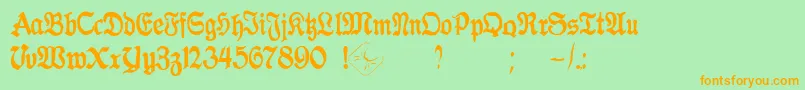 フォントGothicaClass2 – オレンジの文字が緑の背景にあります。