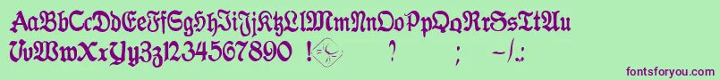 GothicaClass2 Font – Purple Fonts on Green Background