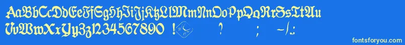 GothicaClass2 Font – Yellow Fonts on Blue Background