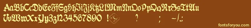 GothicaClass2 Font – Yellow Fonts on Brown Background