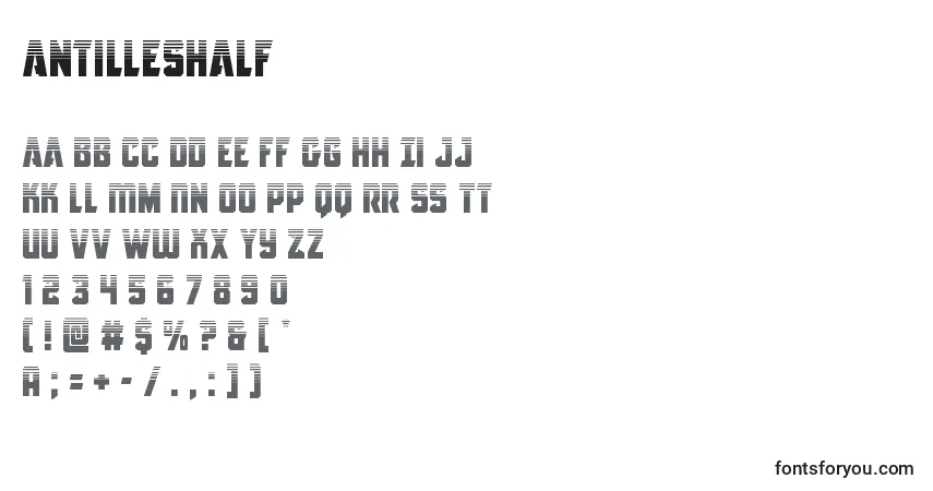 Шрифт Antilleshalf – алфавит, цифры, специальные символы