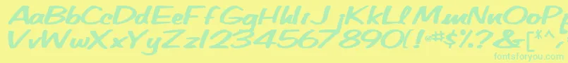 Betatechfont65Bold Font – Green Fonts on Yellow Background