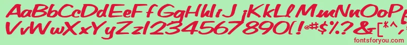 フォントBetatechfont65Bold – 赤い文字の緑の背景