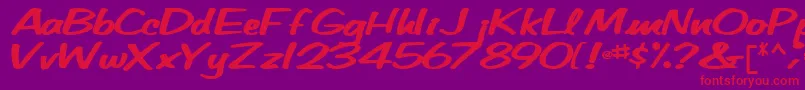 フォントBetatechfont65Bold – 紫の背景に赤い文字