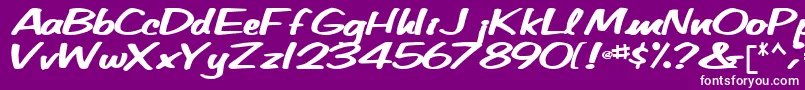 Betatechfont65Bold-fontti – valkoiset fontit violetilla taustalla