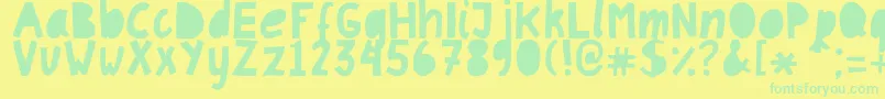 フォントPapercutRegular – 黄色い背景に緑の文字